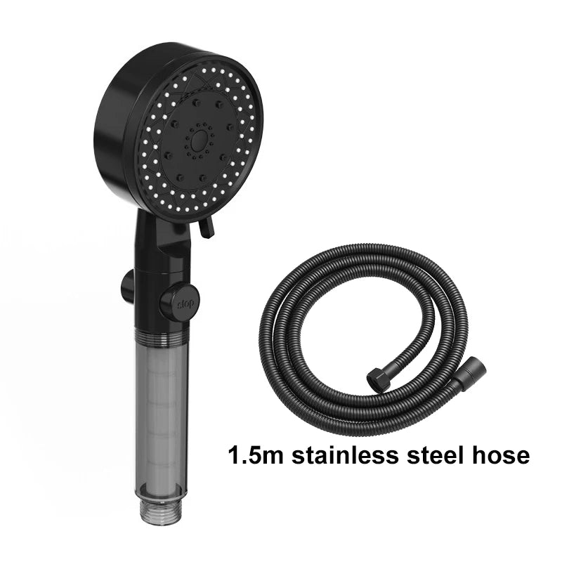 Cabezal de ducha filtrante Varquen™ negro con manguera 1,5 m